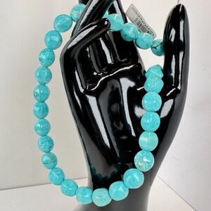 VTG NWT 16" Reconstituted Turquoise Blue Beads Gemstones Strand‎ Faucet Round